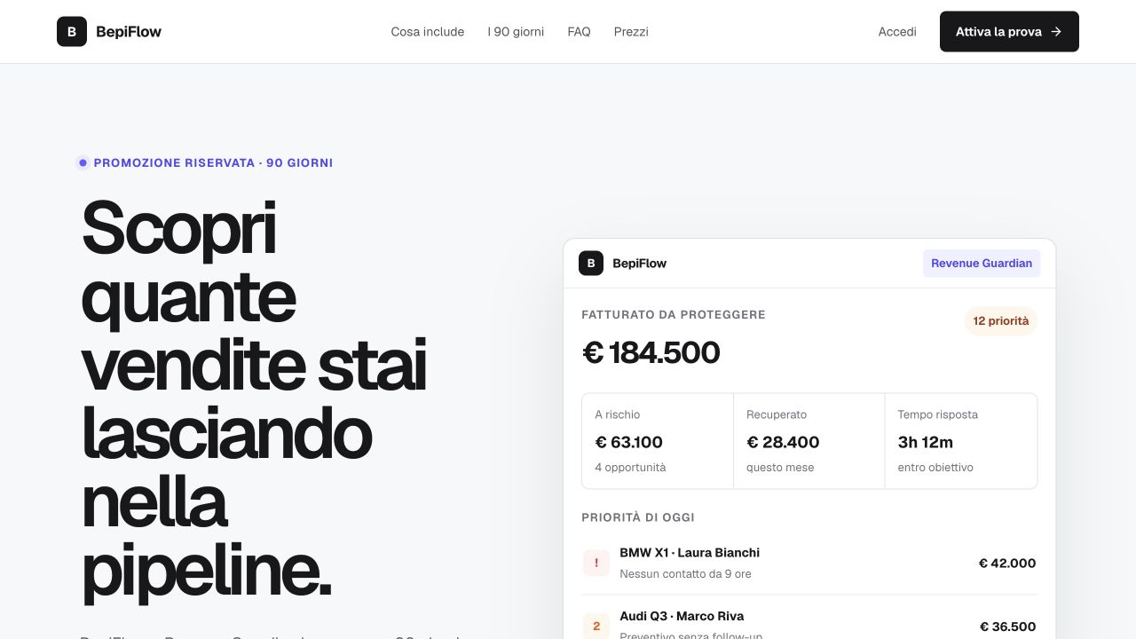 Pagina pubblica della prova BepiFlow