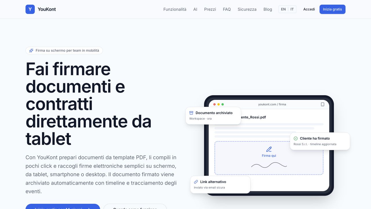 Esperienza YouKont per la firma da tablet