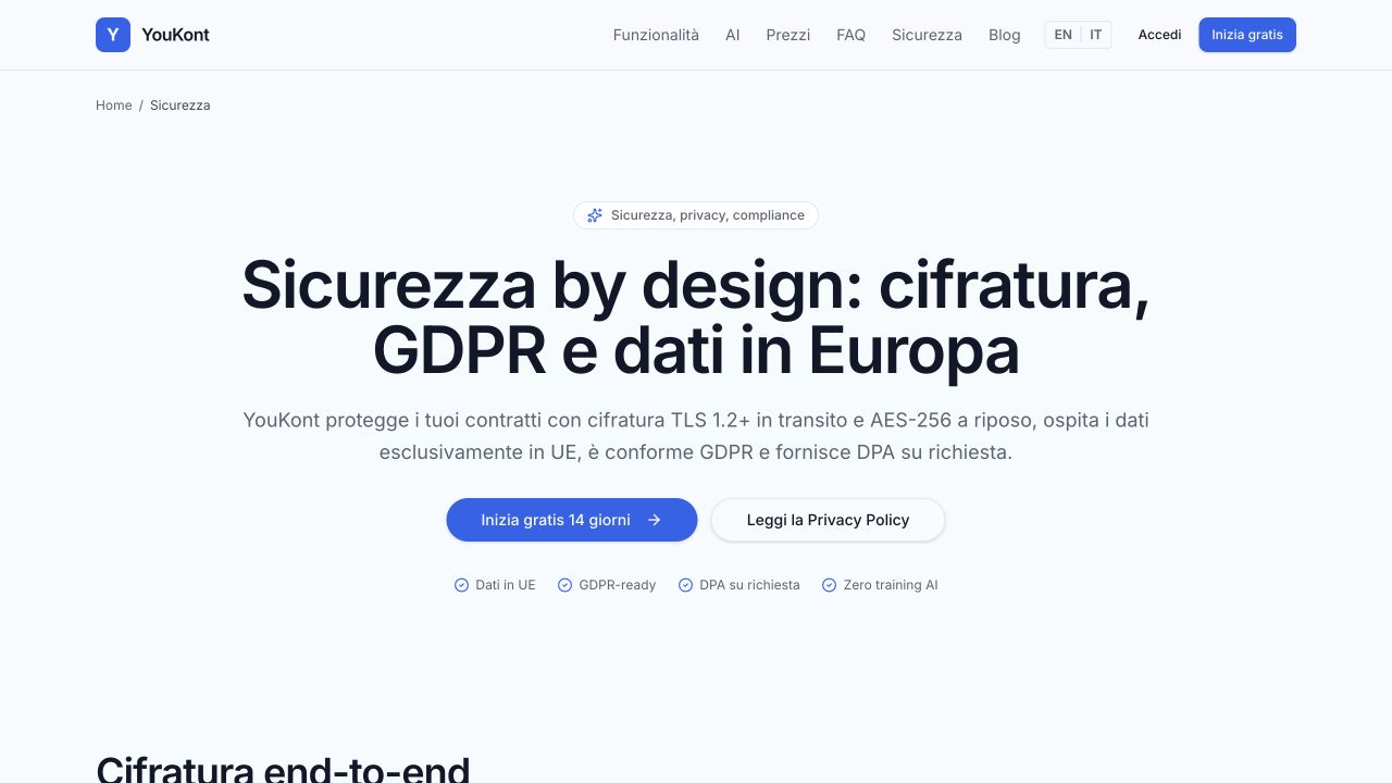 Pagina sicurezza di YouKont
